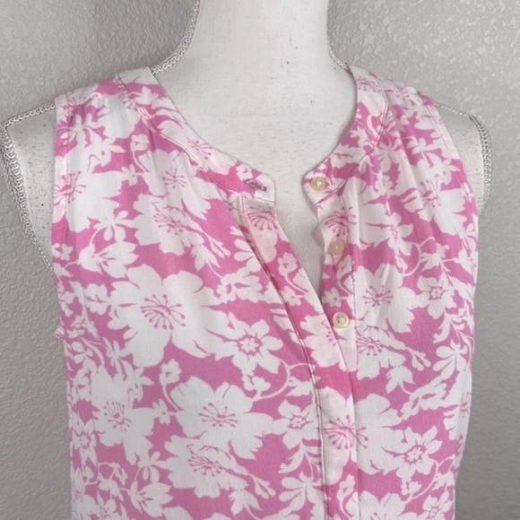 LOFT Ann Taylor Pink & White Floral Front Button Flowy Top Size XS New with tags - Picture 2 of 7